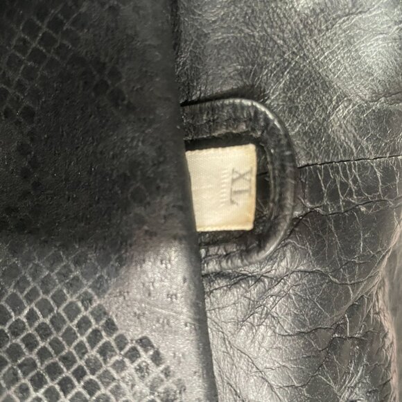 Vintage Black Leather Oversized Jacket Exotic Korea Moto Streetwear Baddie XL - Picture 16 of 16